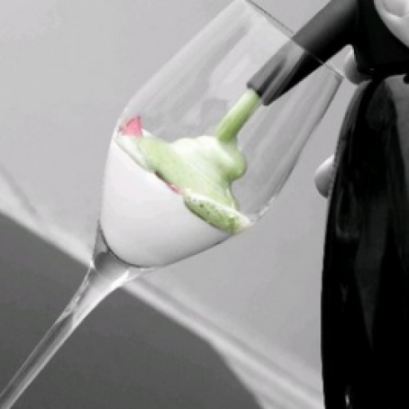 Verrines de espuma de aspargos com iogurte